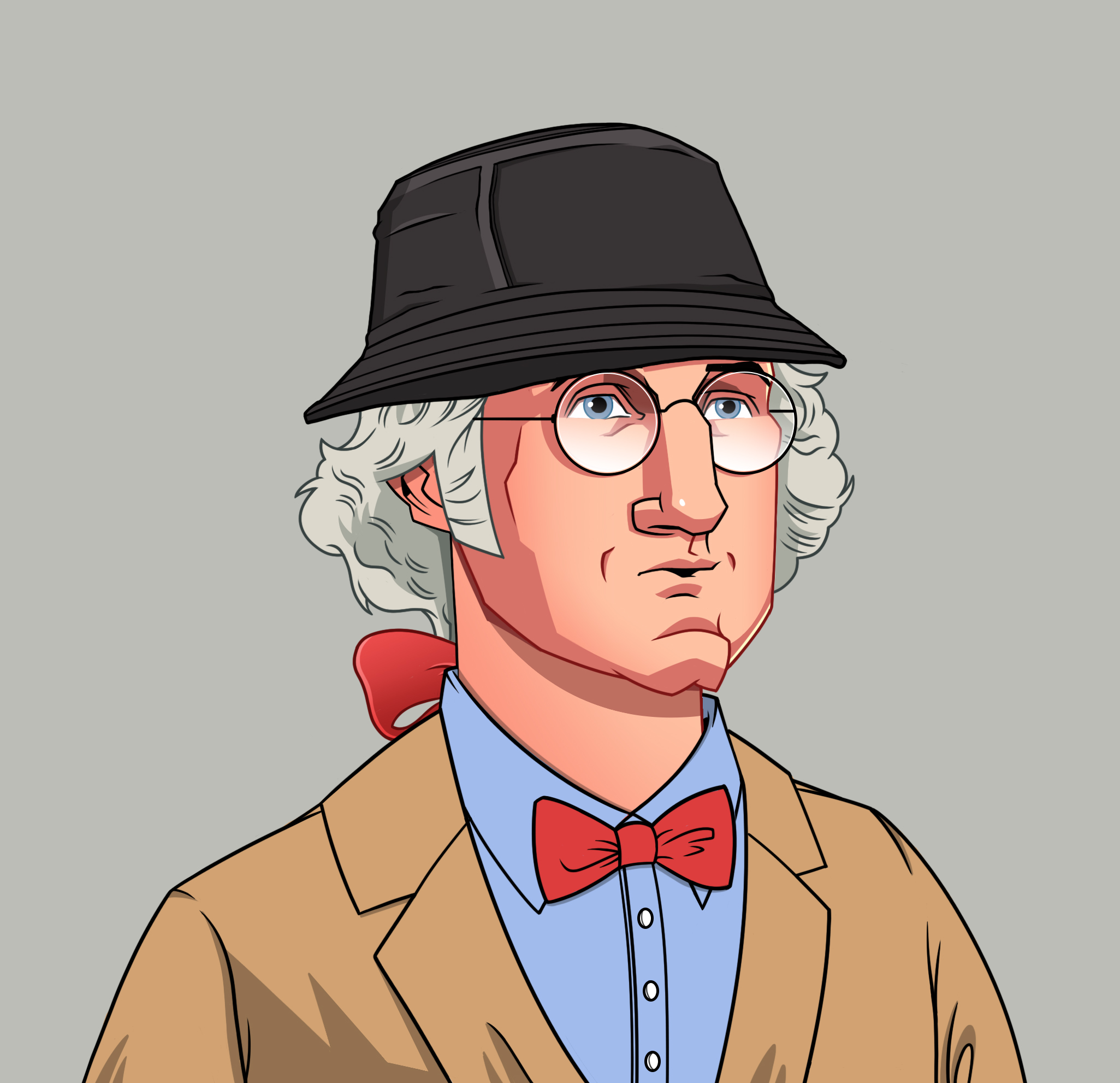 OG George Washington NFT - Round Hat with Bow Tie and Spectacles Surprised